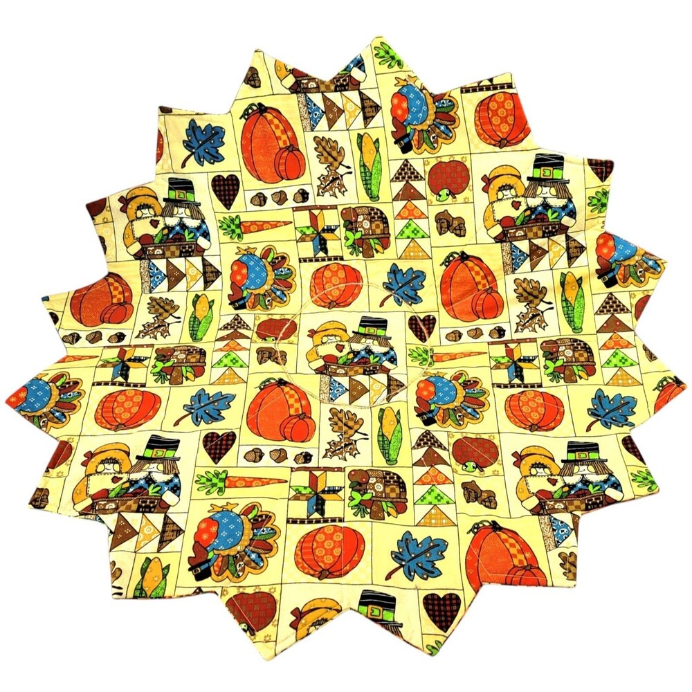 Quilted Thanksgiving Table Centerpiece 24" Turkey Pumpkin Fall Decor Handmade - Picture 6 of 10